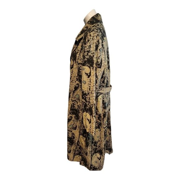 Free People Printed Maxi Duster Women's Oversize Medium Pockets Black/Tan New - Picture 2 of 13